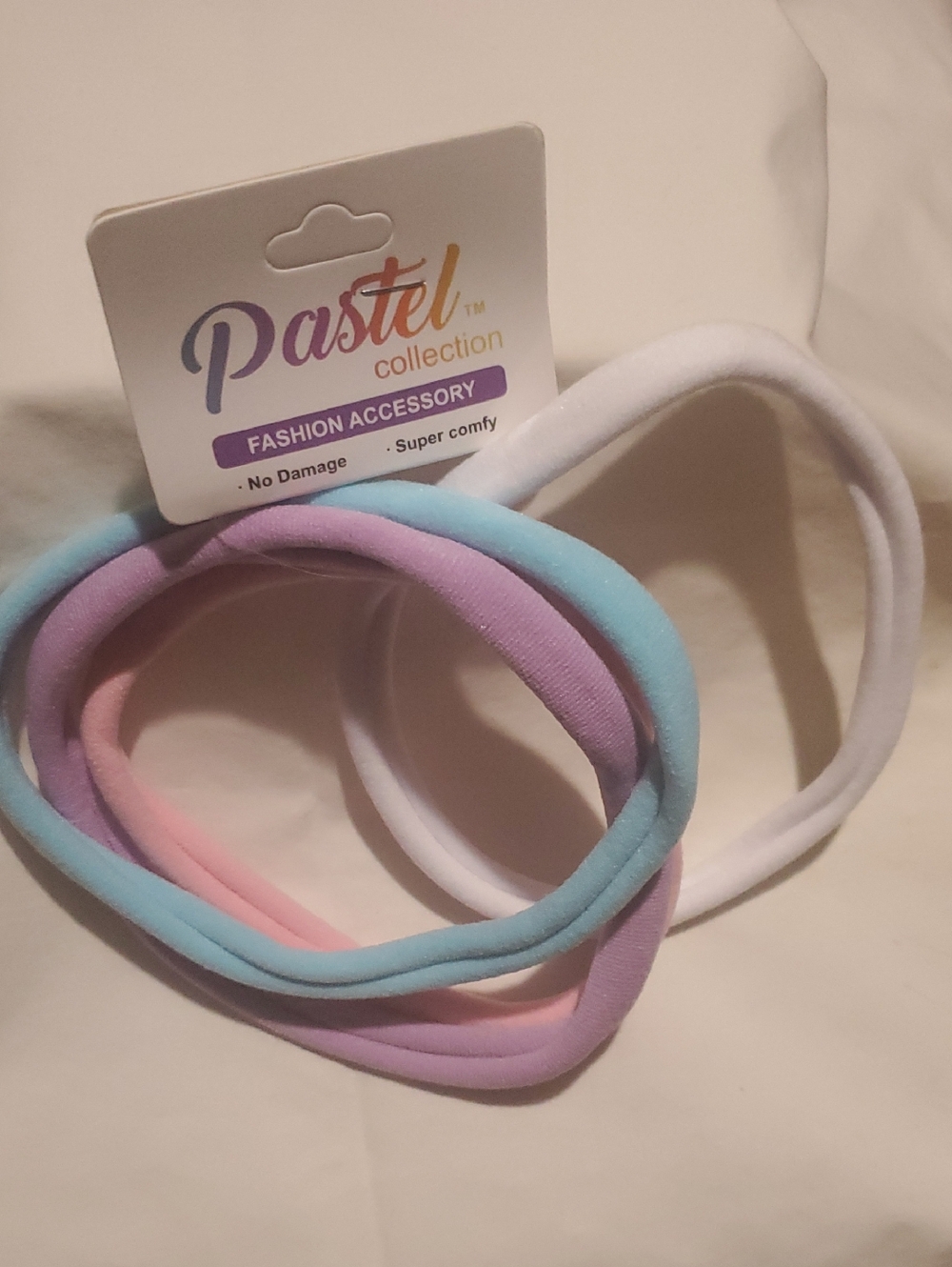 Kids Stretch Hair Bands - White, Light Blue, Lavender, Pink